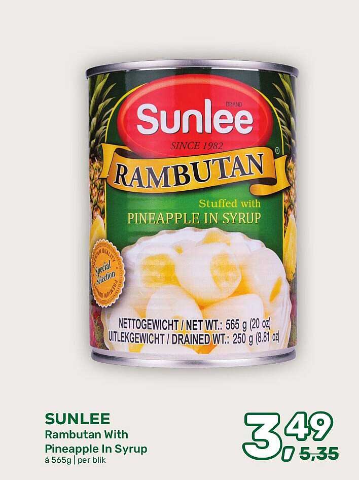 SUNLEE Rambutan With Pineapple In Syrup á 565g | per blik