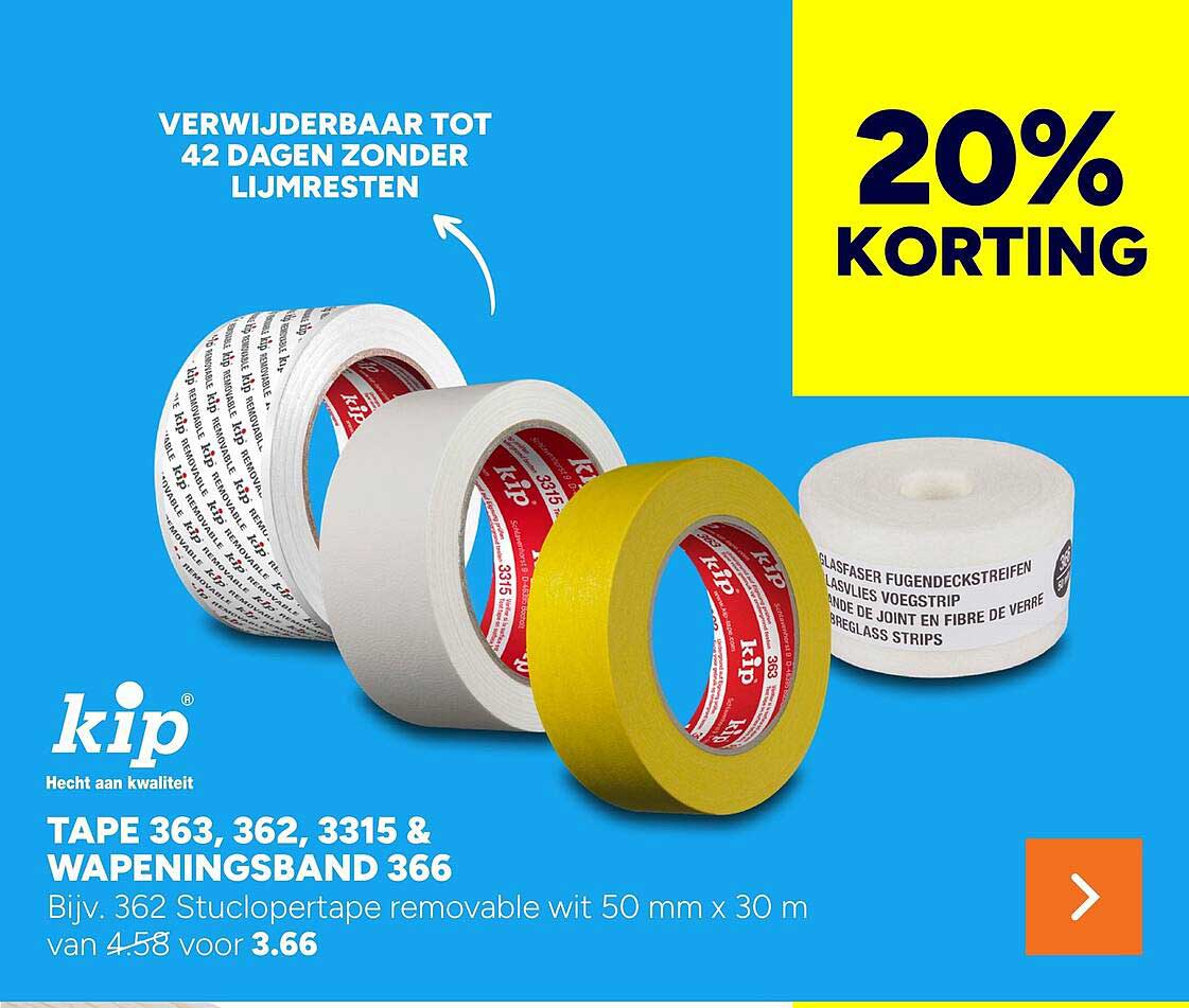 TAPE 363, 362, 3315 & WAPENINGSBAND 366 20% KORTING