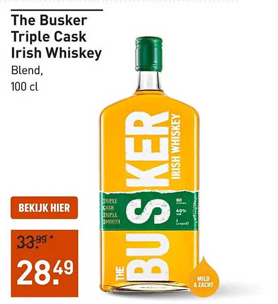 The Busker Triple Cask Irish Whiskey Blend, 100 cl