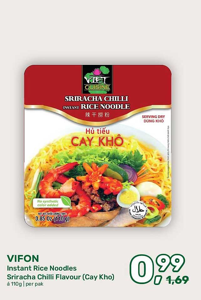 VIFON Instant Rice Noodles Sriracha Chilli Flavour (Cay Kho)