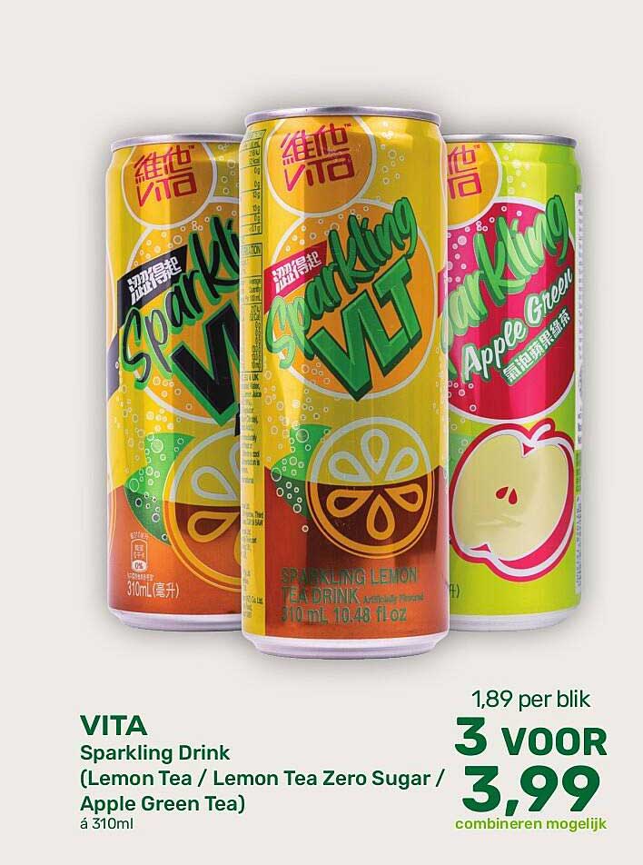 VITA Sparkling Drink (Lemon Tea / Lemon Tea Zero Sugar / Apple Green Tea) á 310ml