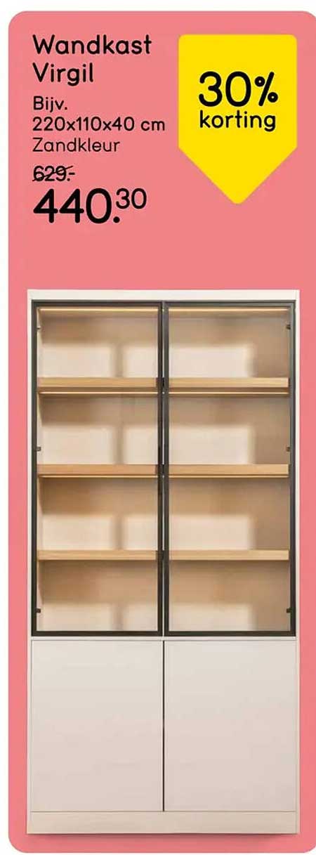 Wandkast Virgil Bijv. 220x110x40 cm Zandkleur 30% korting