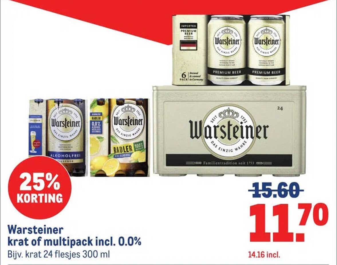 Warsteiner krat of multipack incl. 0.0%