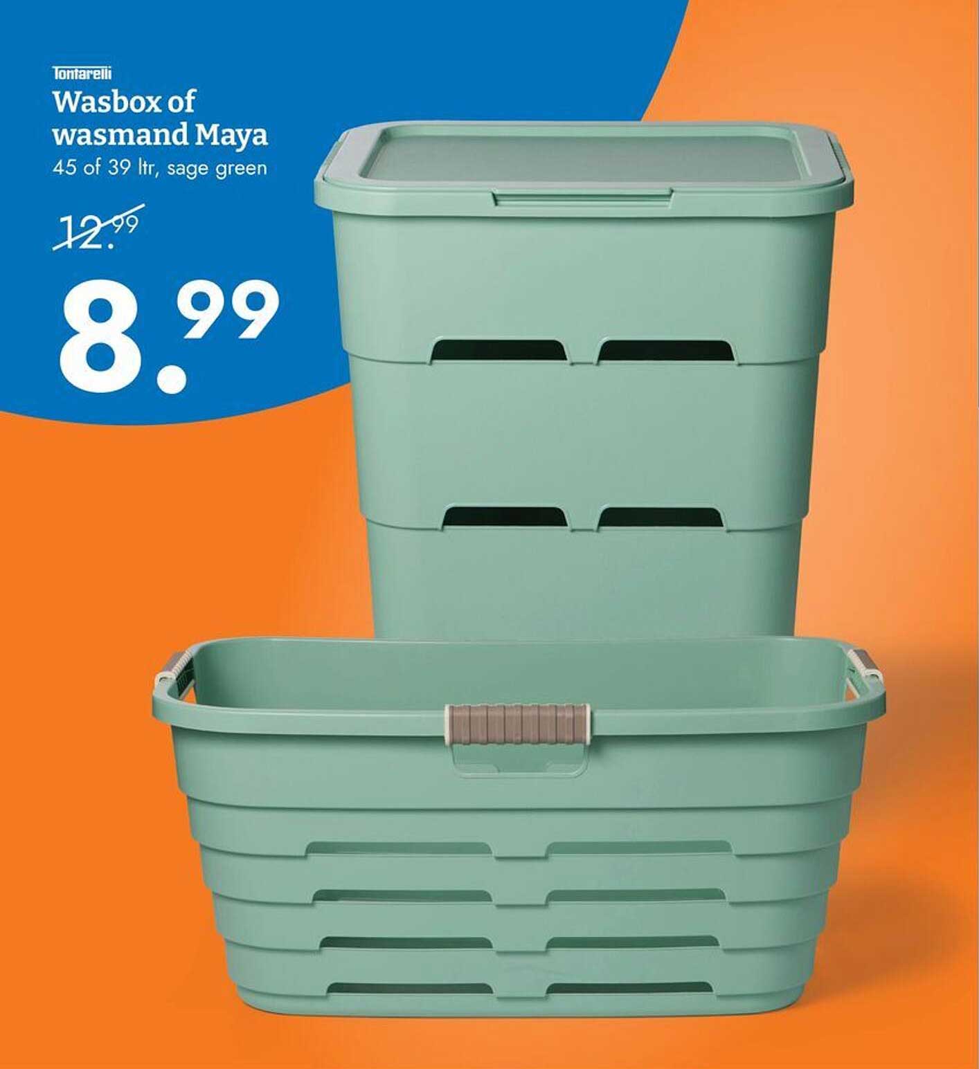Wasbox of wasmand Maya 45 of 39 ltr, sage green