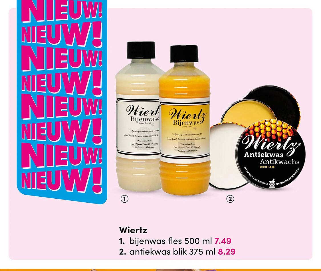 Wiertz 1. bijenwas fles 500 ml