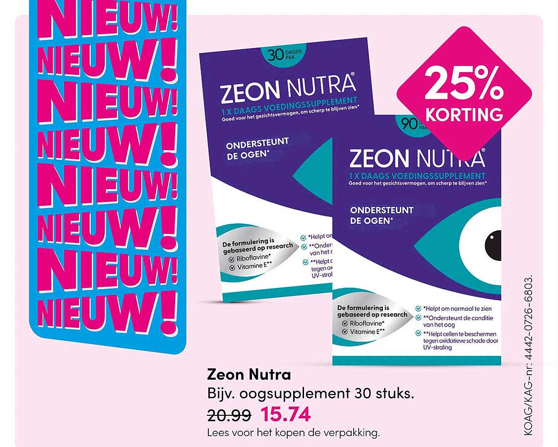 Zeon Nutra Bijv. oogsupplement 30 stuks 25% korting