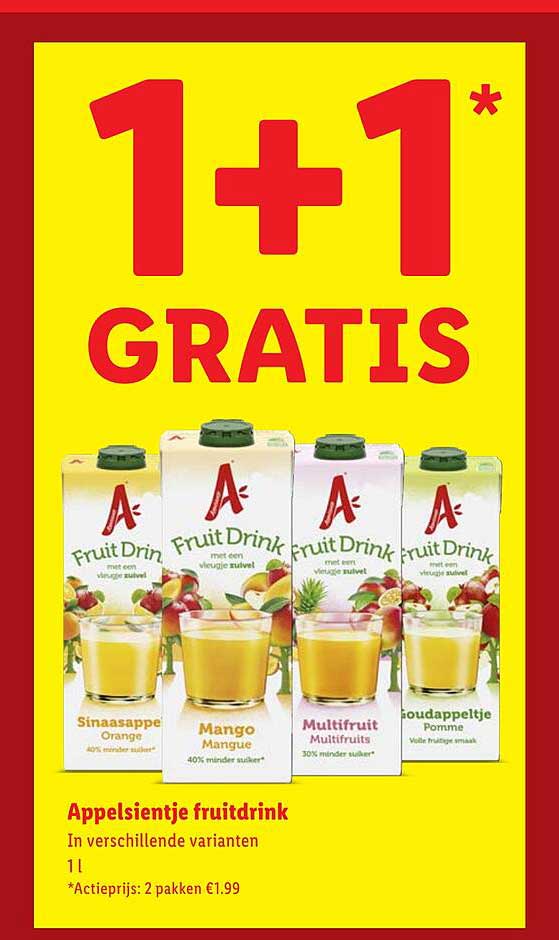 1+1 GRATIS Appelsientje fruitdrank in verschillende varianten 1 l