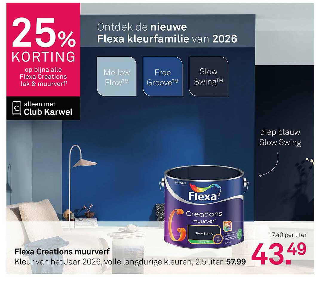 25% KORTING op bijna alle Flexa Creations lak & muurverf