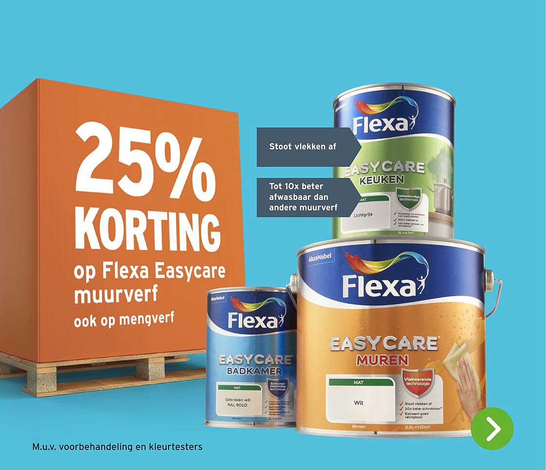 25% KORTING op Flexa Easycare muurverf ook op mengverf