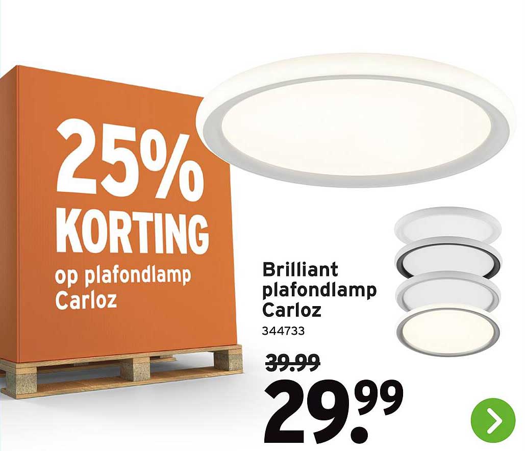 25% KORTING op plafondlamp Carlos