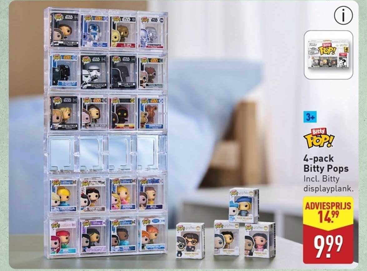 4-pack Bitty Pops Incl. Bitty displayplank