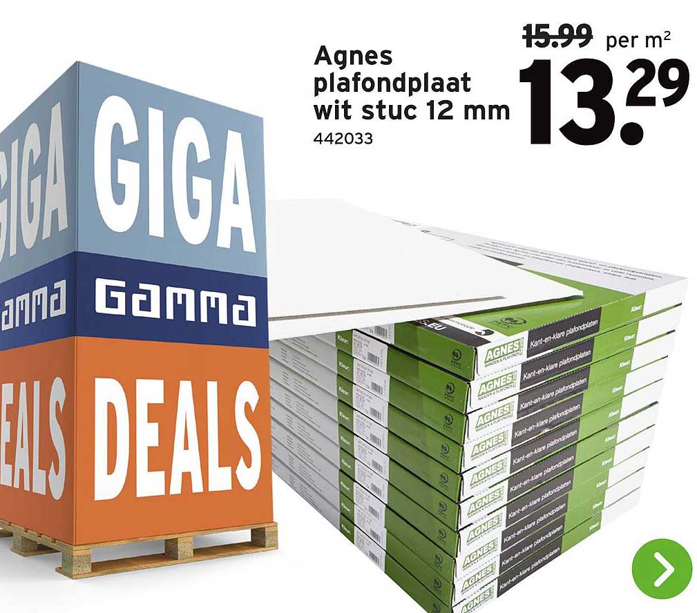 Agnes plafondplaat wit stuc 12 mm