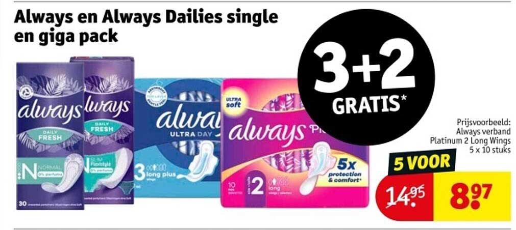 Always en Always Dailies single en giga pack