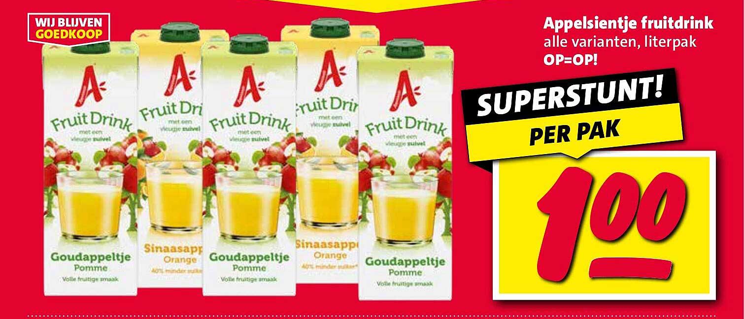 Appelsientje fruitdrink alle varianten, literpak