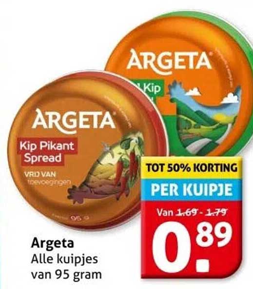 Argeta Kip Pikanter Spread Alle kuipjes van 95 gram
