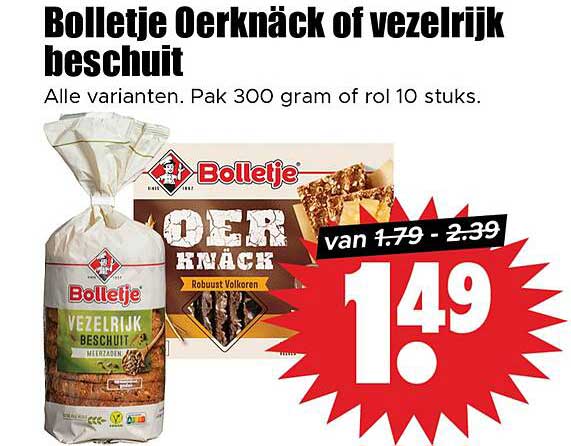 Bolletje Oerknäcke of vezelrijk beschuit
