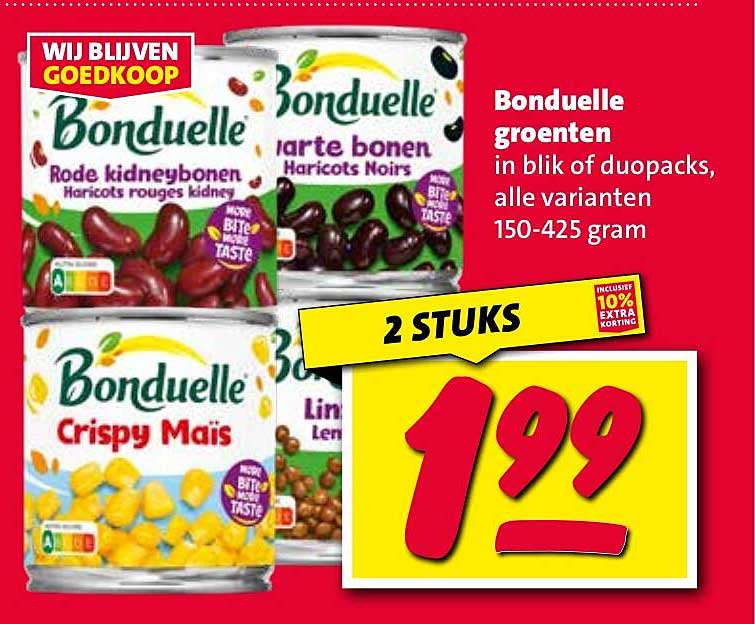 Bonduelle groenten in blik of duopacks, alle varianten 150-425 gram