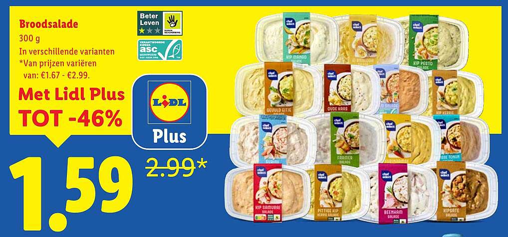 Broodsalade 300 g in verschillende varianten - Met Lidl Plus TOT -46%