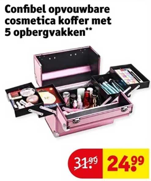 Confibel opvouwbare cosmetica koffer met 5 opbergvakken**