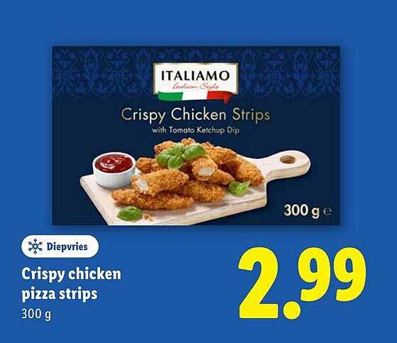 Crispy chicken pizza strips