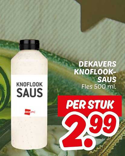 DEKAVERS KNOFLOOK-SAUS Fles 500 ml.