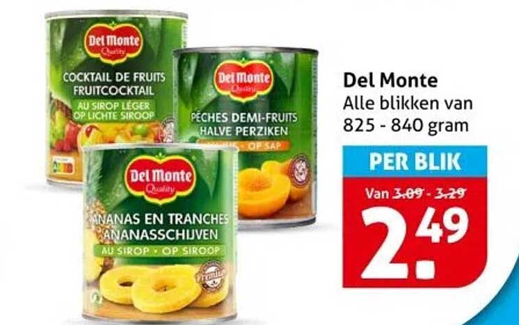 Del Monte Alle blikken van 825 - 840 gram