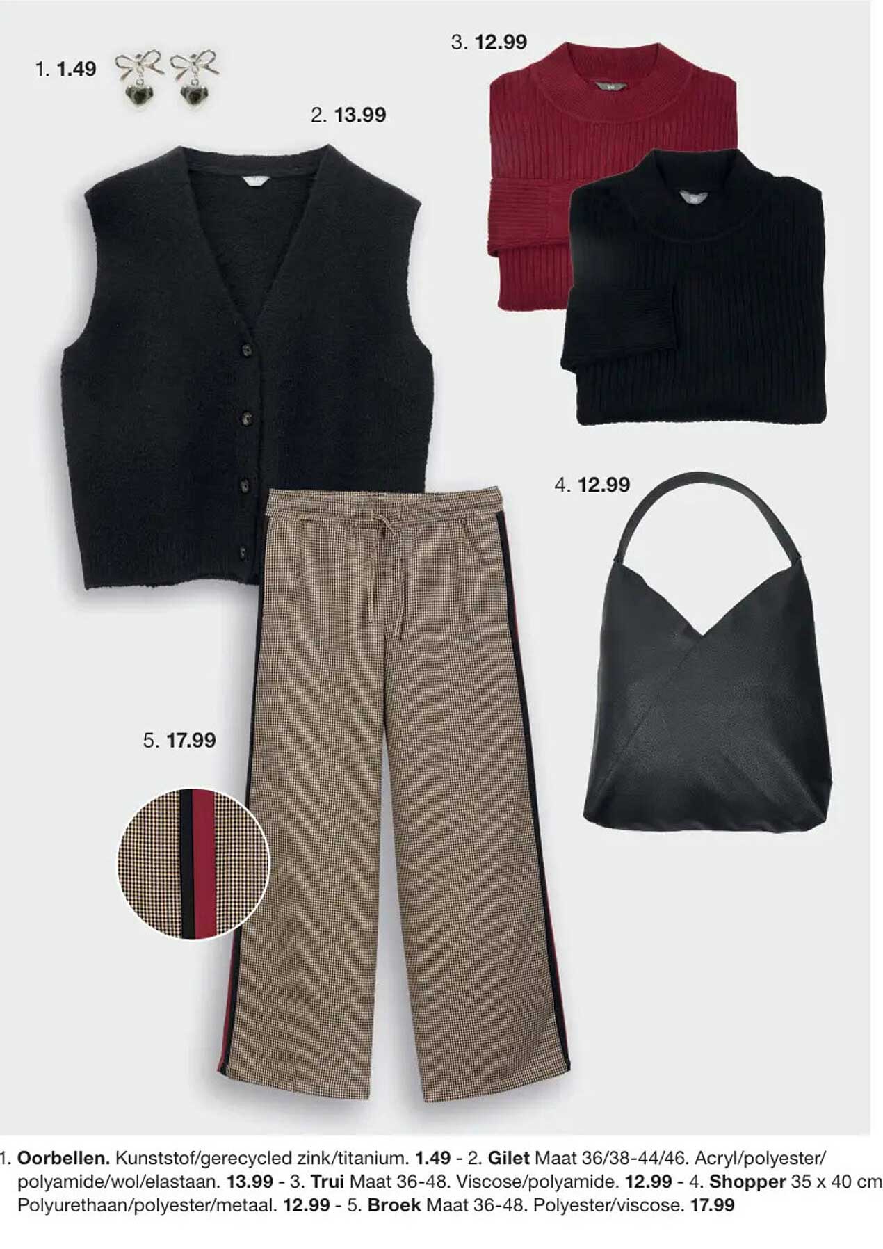 Gilet Maat 36/38-44/46. Acryl/polyester/wol/elastaan.
