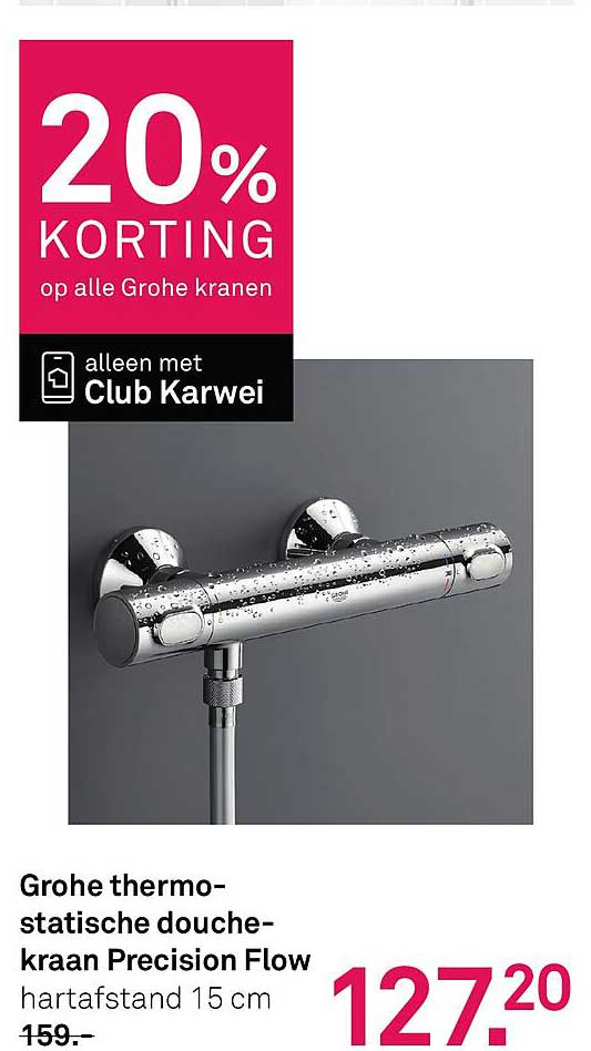 Grohe thermo-statische douche-kraan Precision Flow hartafstand 15 cm