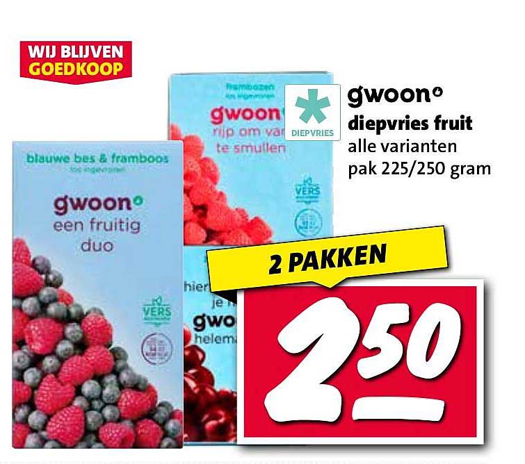 gwoon diepvries fruit alle varianten pak 225/250 gram