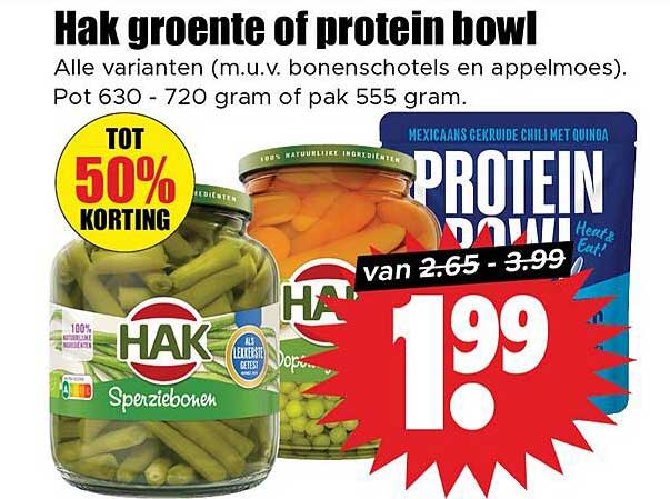 Hak groente of protein bowl