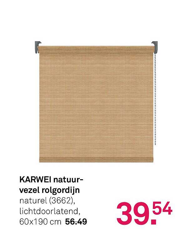 KARWEI natuurvezel rolgordijn naturel (3662), lichtdoorlatend, 60x190 cm