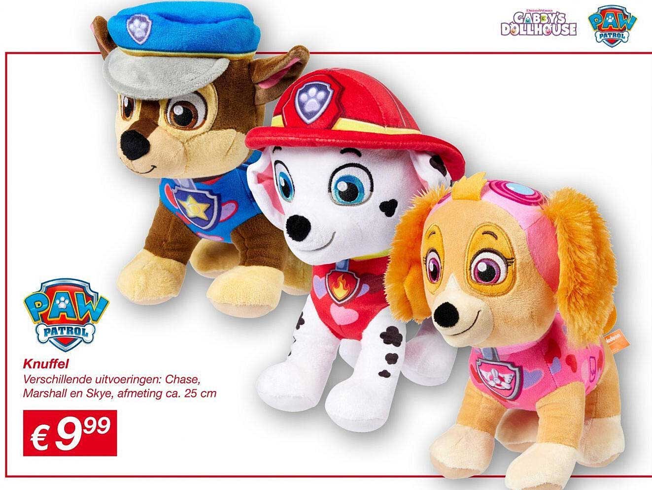 Knuffel - Verschillende uitvoeringen: Chase, Marshall en Skye, afmeting ca. 25 cm