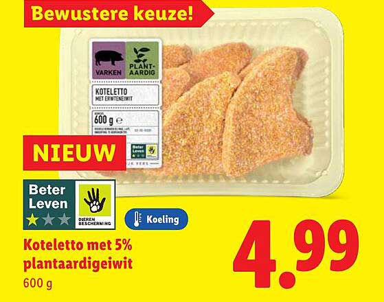 Koteletto met 5% plantaardig eiwit