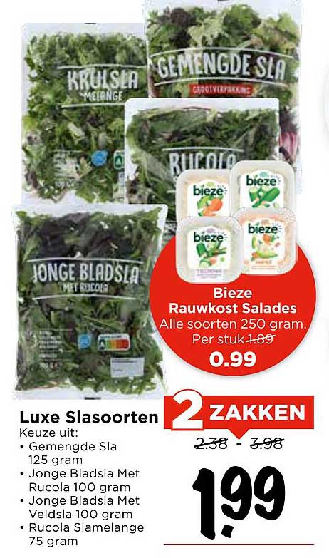 Luxe Sla Soorten - 2 Zakken voor € 1,99