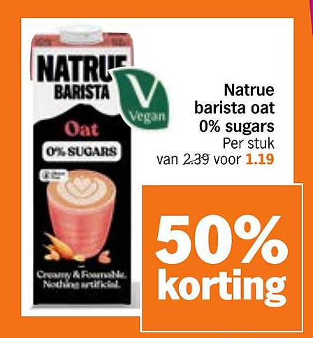 Natrue barista oat 0% sugars
