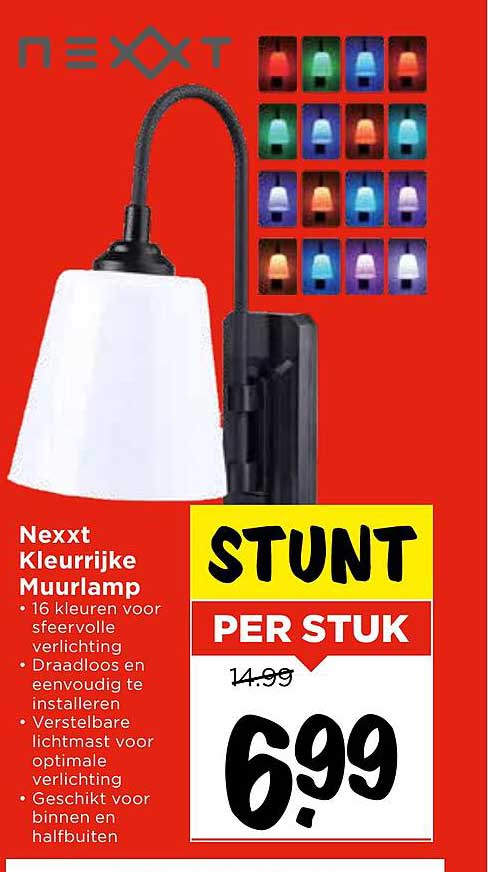 Nexxt Kleurijke Muurlamp