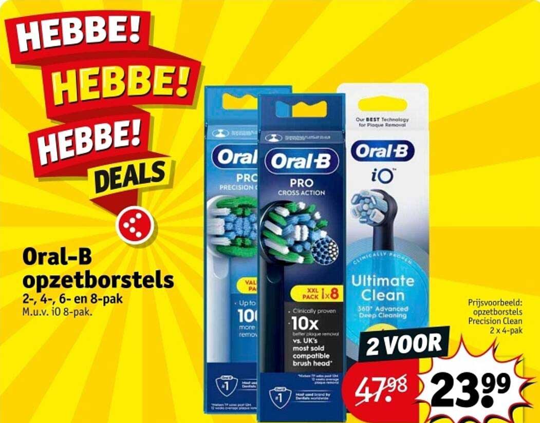 Oral-B opzetborstels 2-, 4-, 6- en 8-pak m.u.v. iO 8-pak