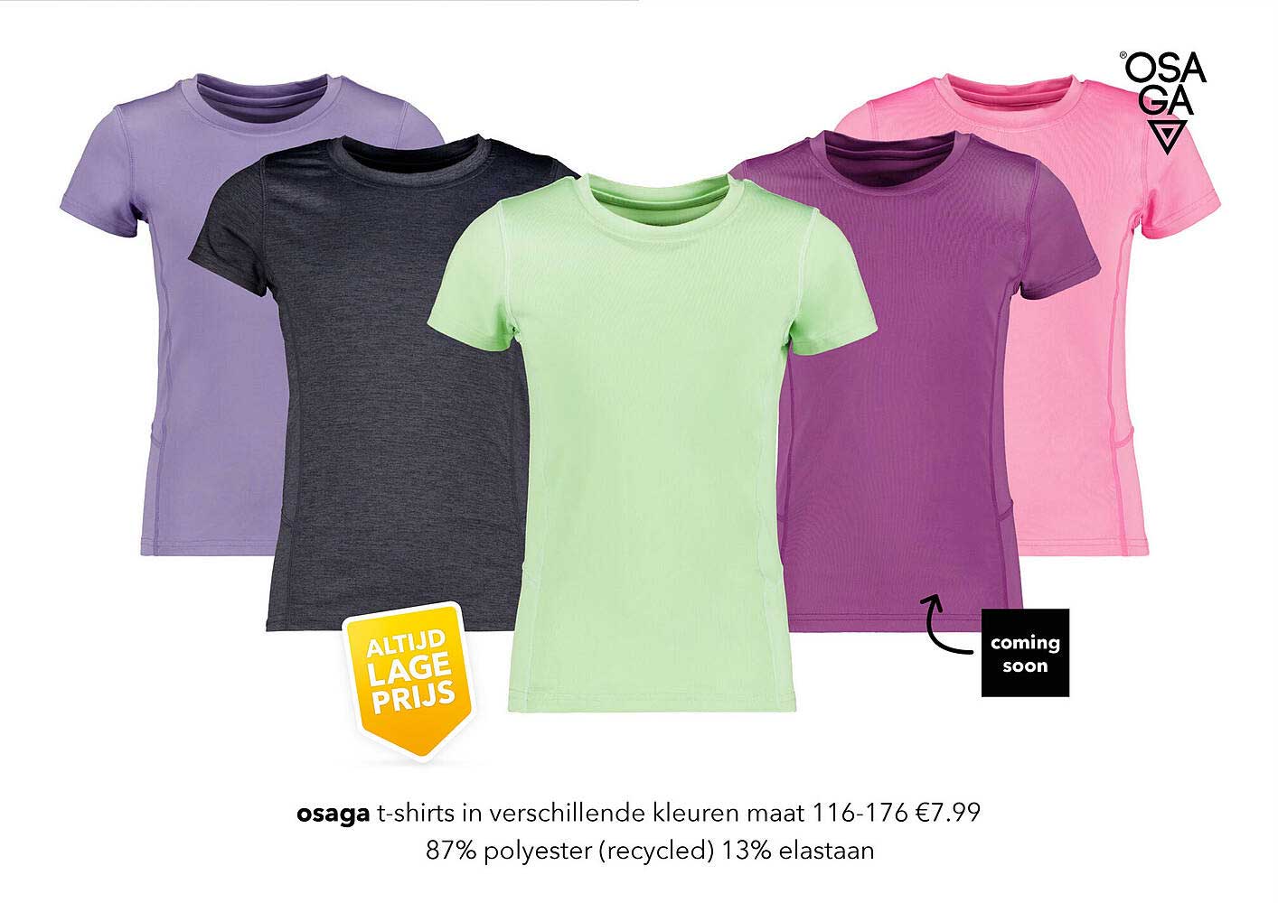 osaga t-shirts in verschillende kleuren maat 116-176 €7.99