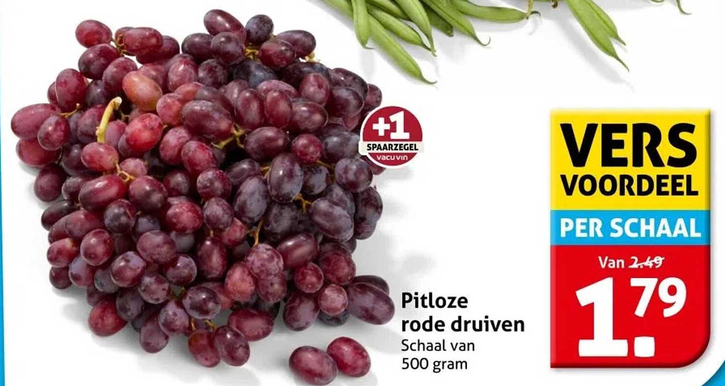 Pitloze rode druiven schaal van 500 gram