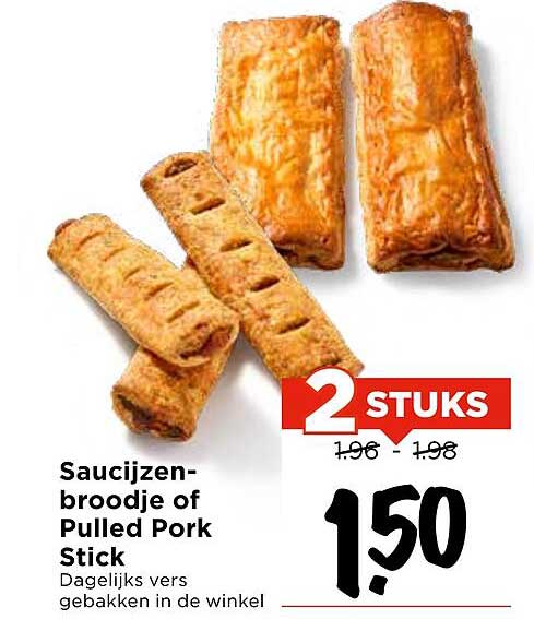 Saucijzenbroodje of Pulled Pork Stick