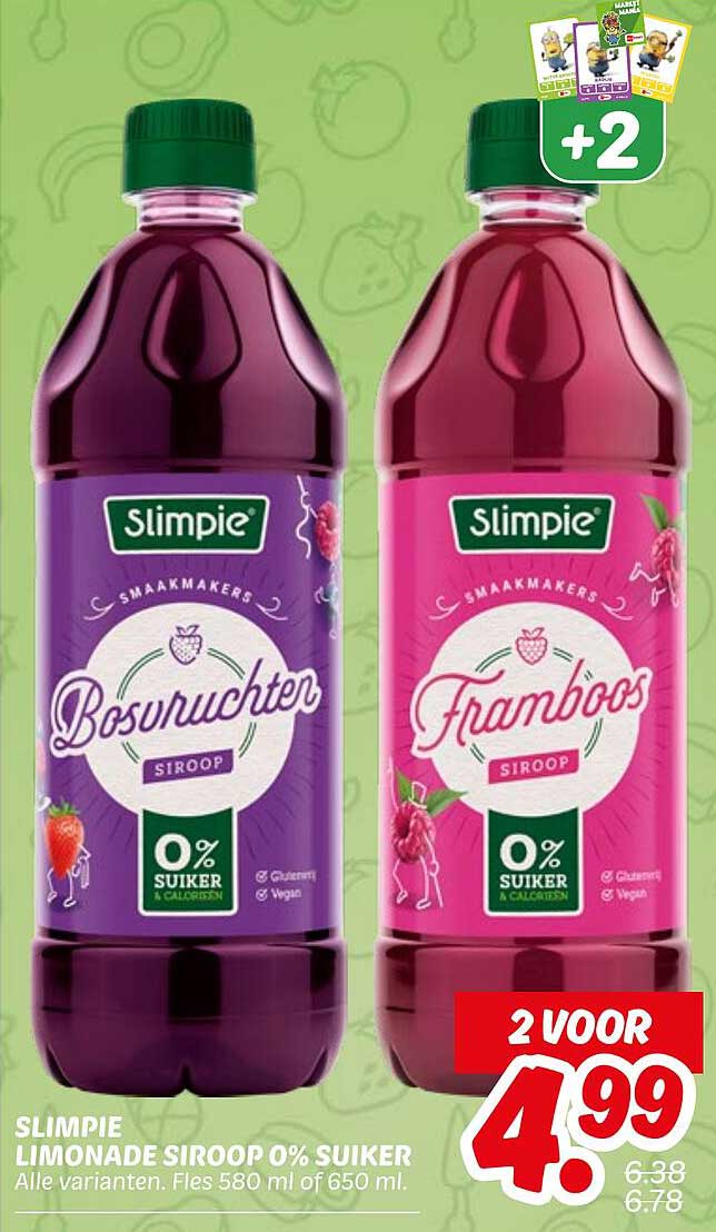 SLIMPIE Limonade Sirop 0% Suiker - 2 Voor €4,99