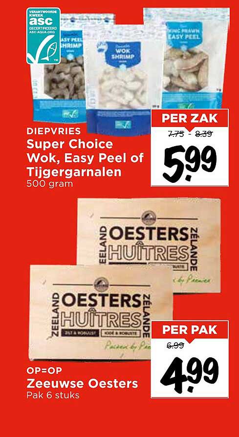 Super Choice Wok, Easy Peel of Tijgergarnalen 500 gram