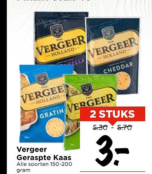 Vergheer Geraspte Kaas - 2 Stuks voor €3,-