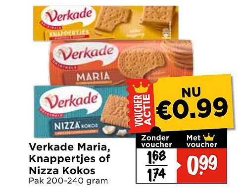 Verkade Maria, Knappertjes of Nizza Kokos Pak 200-240 gram