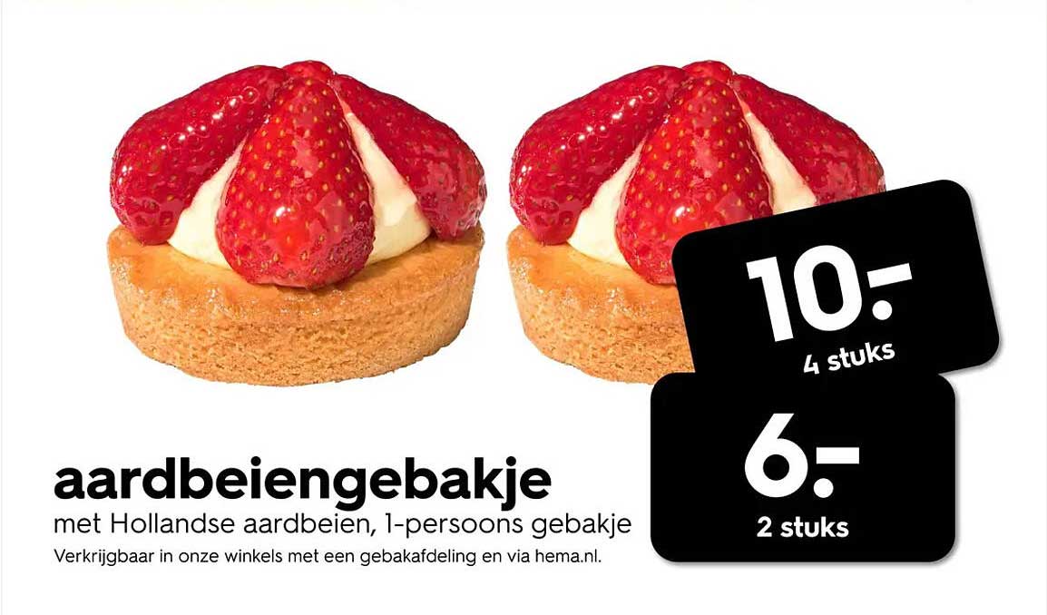 aardbeiengebakje met Hollandse aardbeien, 1-persoons gebakje