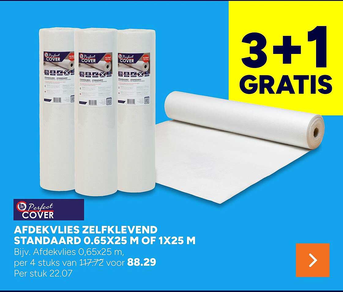 AFDEKVLIES ZELFKLEVEND STANDAAARD 0.65X25 M OF 1X25 M 3+1 GRATIS