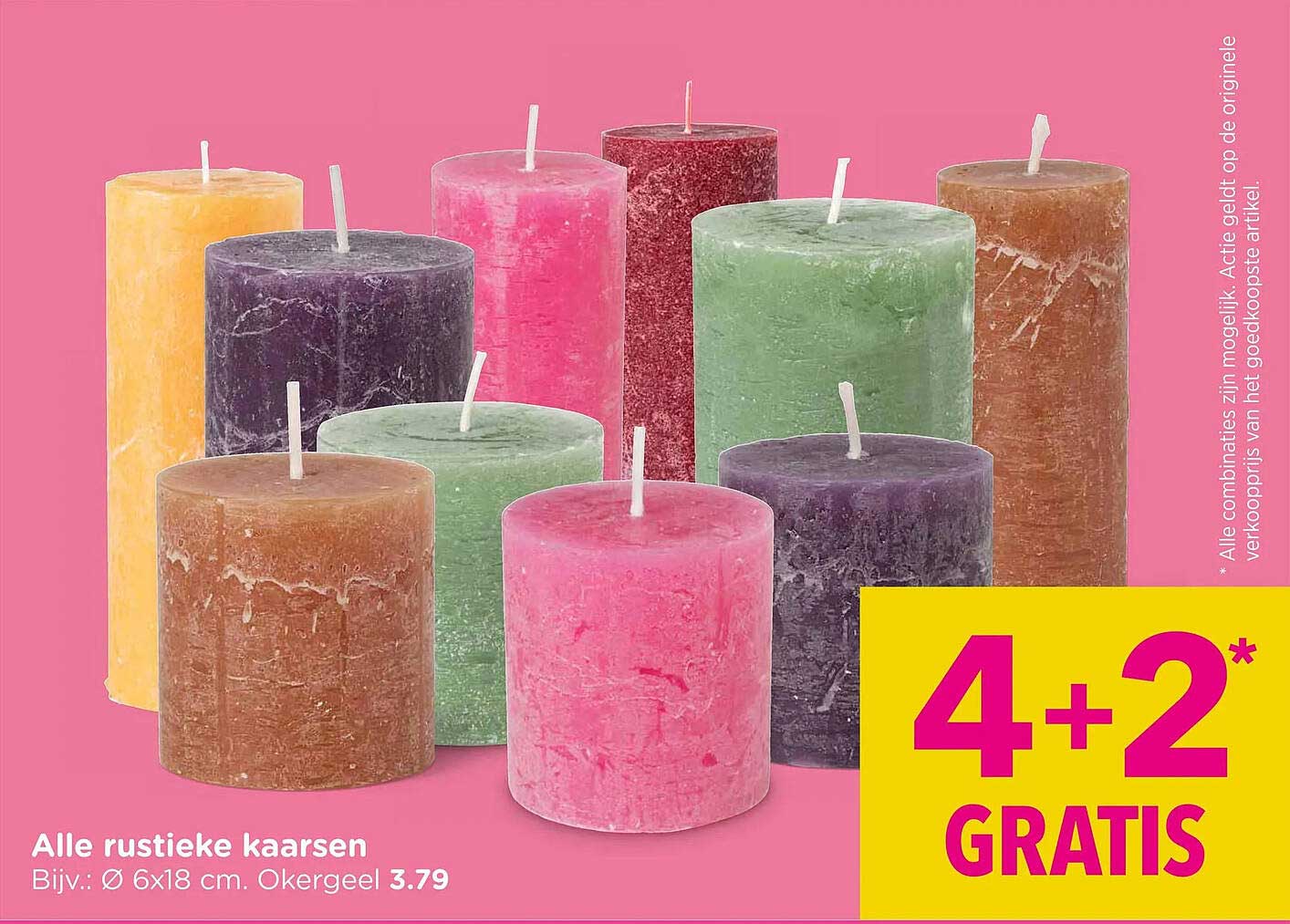 Alle rustieke kaarsen 4+2 GRATIS