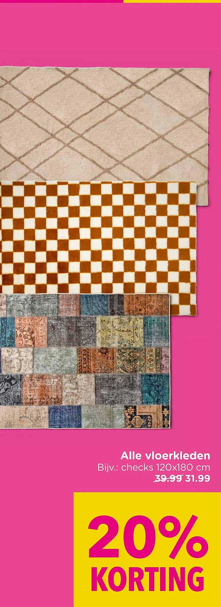 Alle vloerkleden Bijv.: checks 120x180 cm 20% KORTING