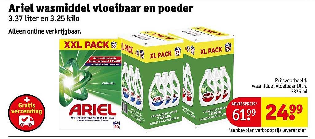 Ariel wasmiddel vloeibaar en poeder