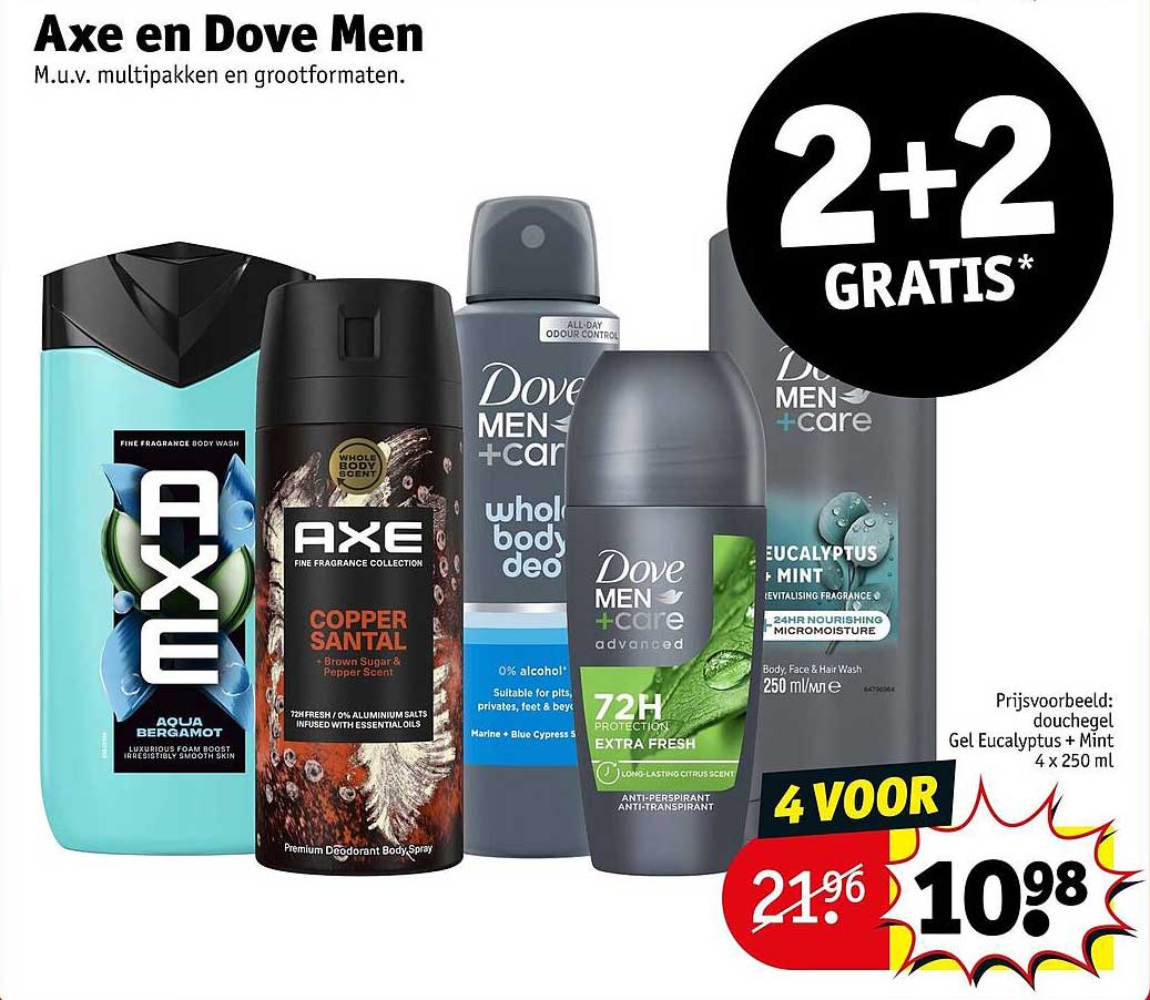 Axe en Dove Men 2+2 GRATIS*